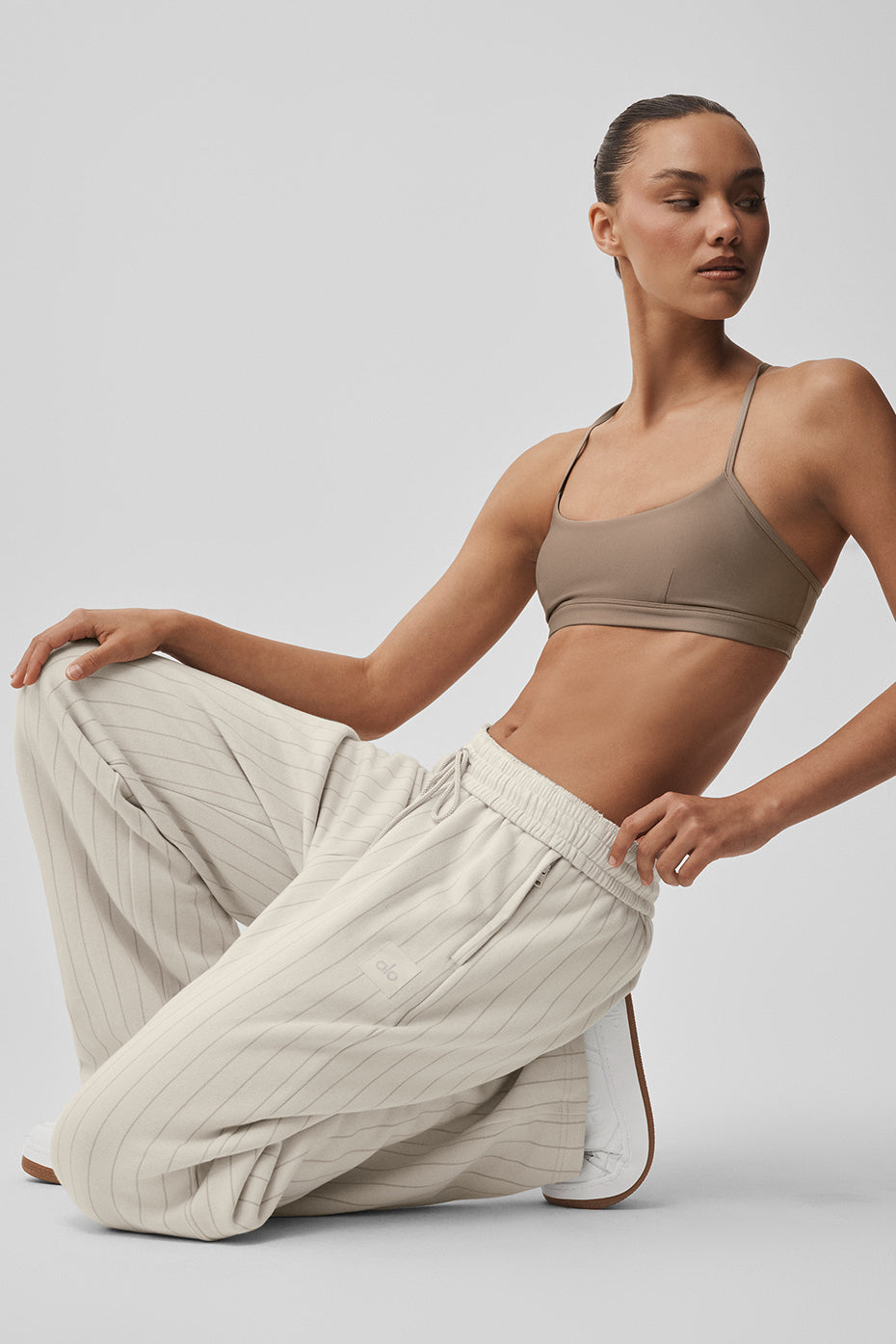 Pinstripe Straight Leg Sweatpant - Bone Pinstripe - Image 4