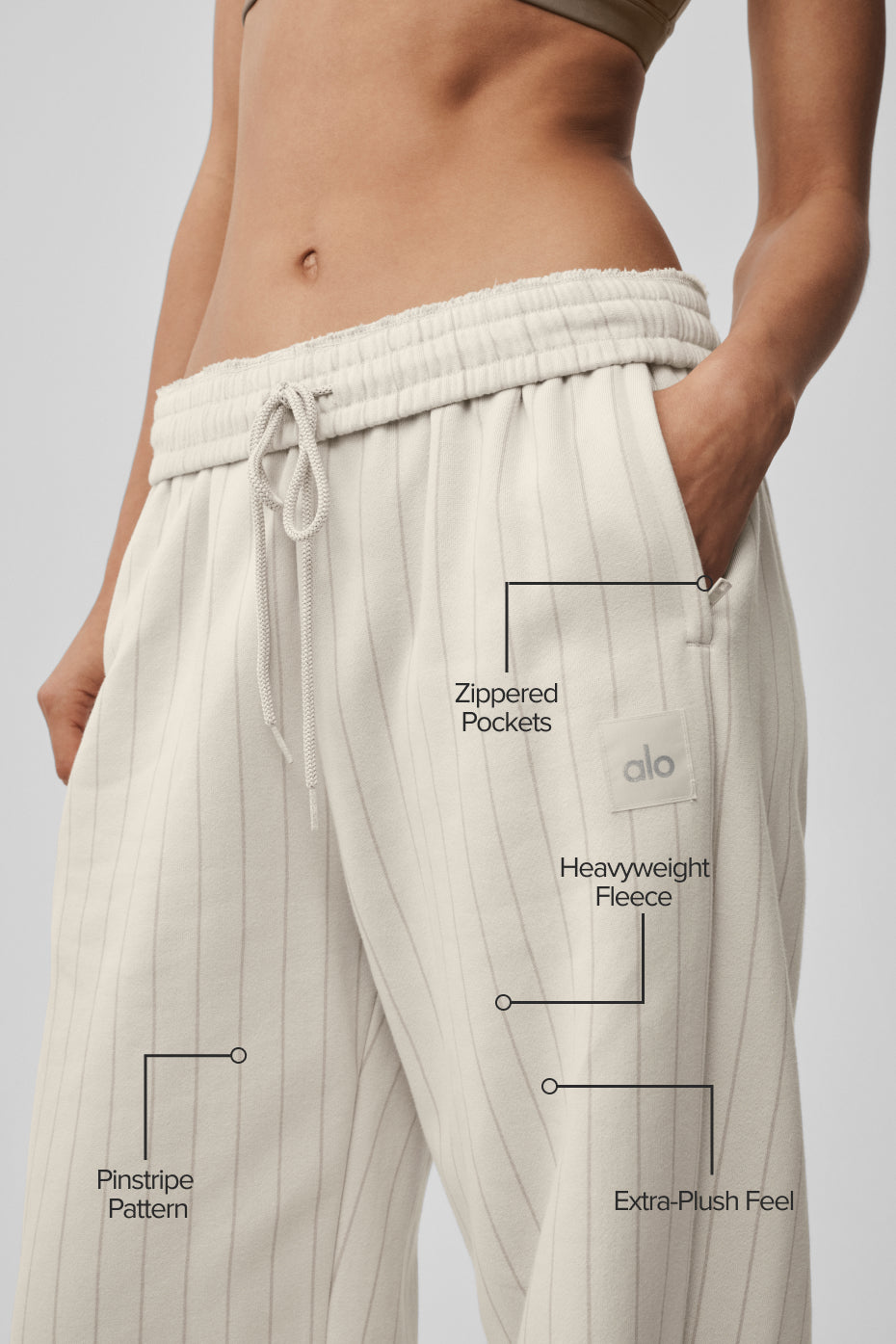 Pinstripe Straight Leg Sweatpant - Bone Pinstripe - Image 2