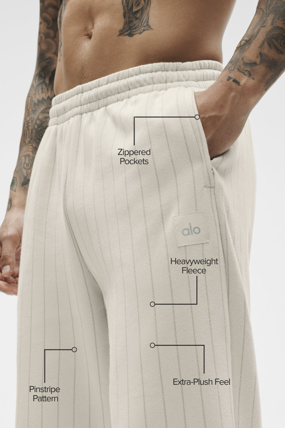 Pinstripe Straight Leg Sweatpant - Bone Pinstripe - Image 2