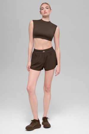 ALO Softsculpt Capped Out Short Sleeve - Espresso