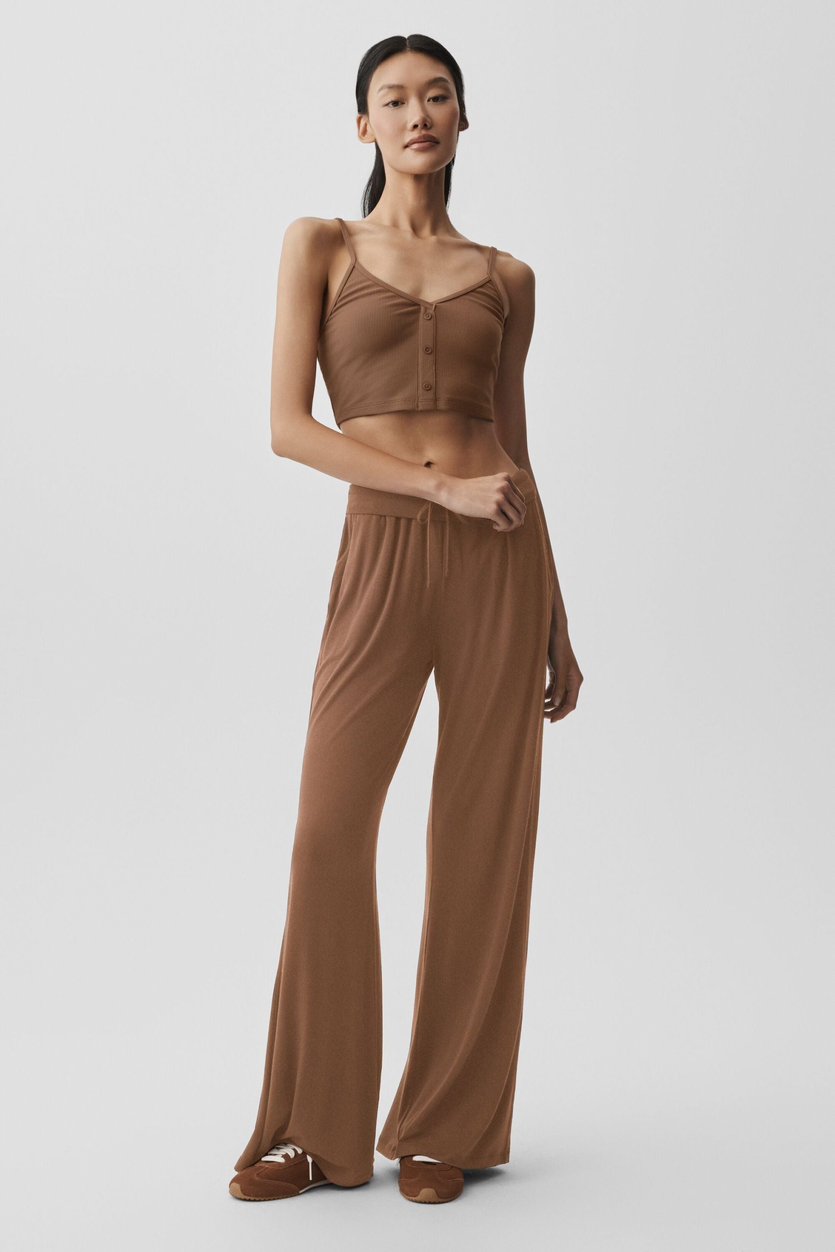 Ribbed Delicate Lounge Tank - Sun Kissed Brown - Image 4