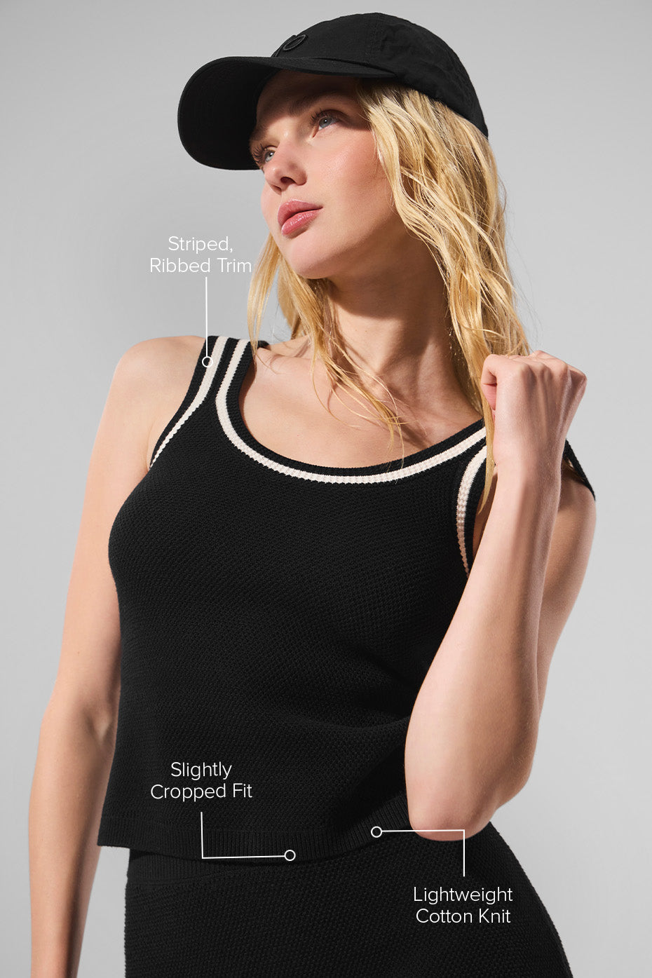 Tennis Club Sweater Knit Tank - Black/Ivory - Image 2