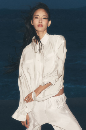 Semi-Sheer Golden Hour Button Down Long Sleeve - Ivory