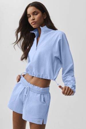 Cropped 1/4 Zip Alumni Pullover - Light Provence Blue