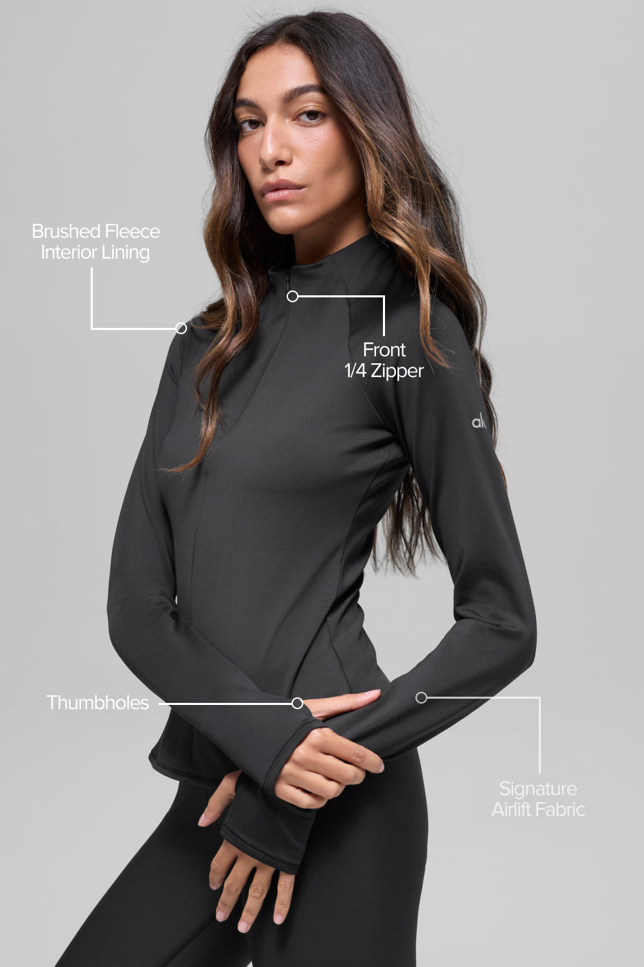 Airlift Winter Warm 1/4 Zip Long Sleeve - Black - Image 2