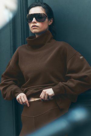 Hazy Mock Neck Pullover - Espresso