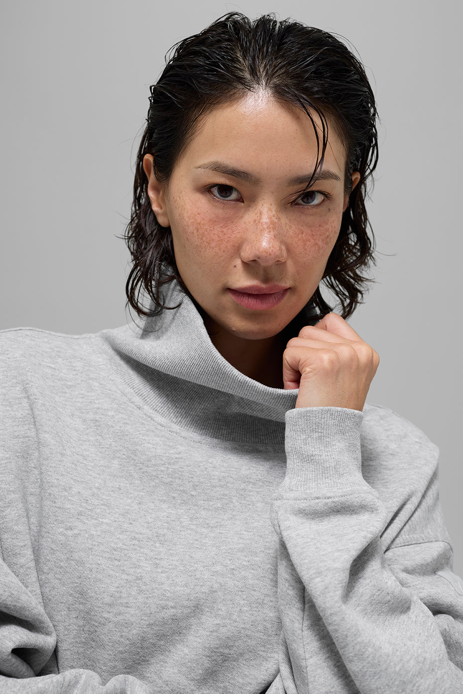 Hazy Mock Neck Pullover - Athletic Heather Grey - Image 4