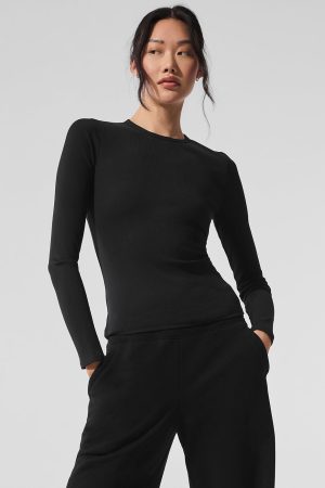 Ribbed Modal Long Sleeve - Black