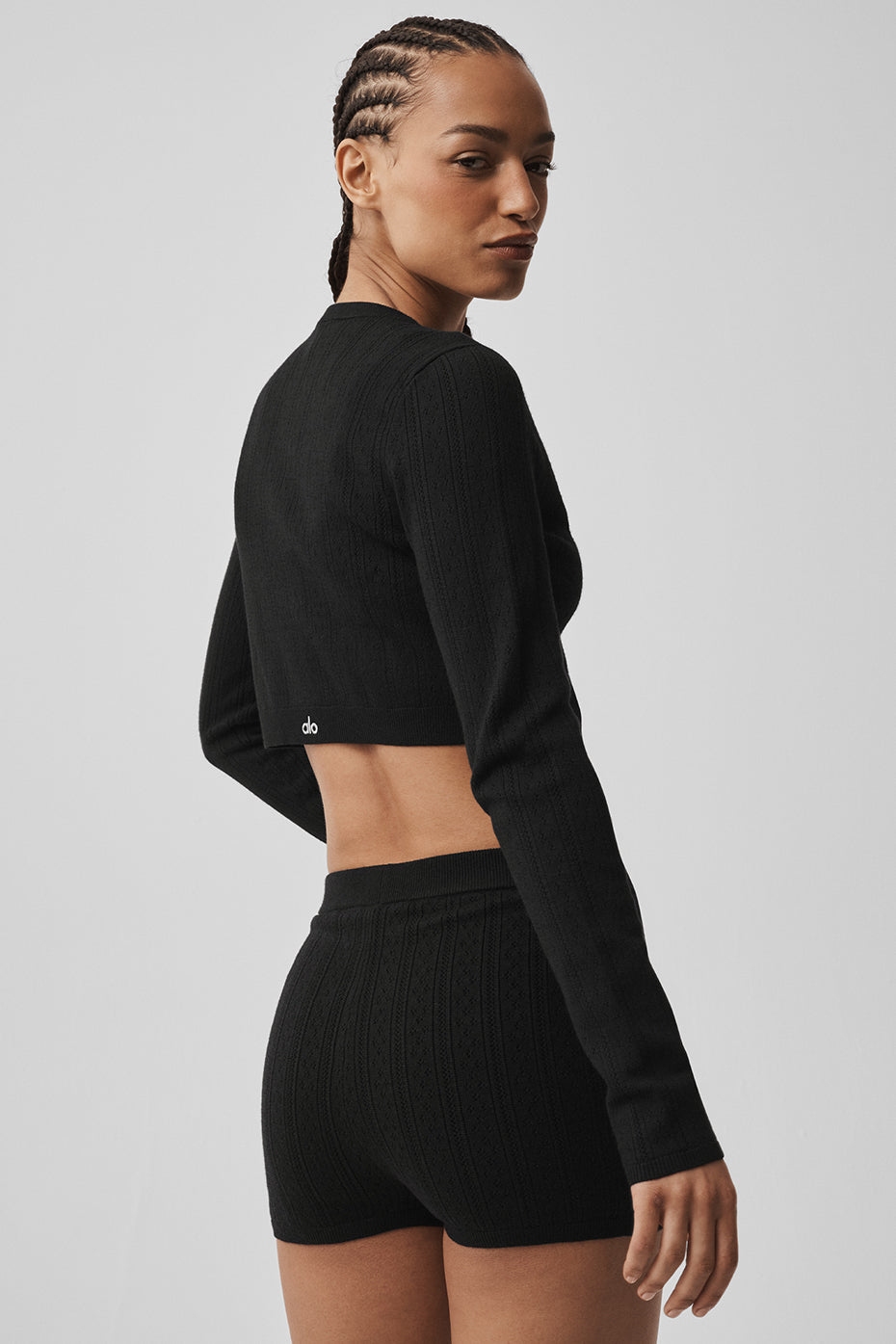 Pointelle Sweater Be Mine Cardigan - Black - Image 2