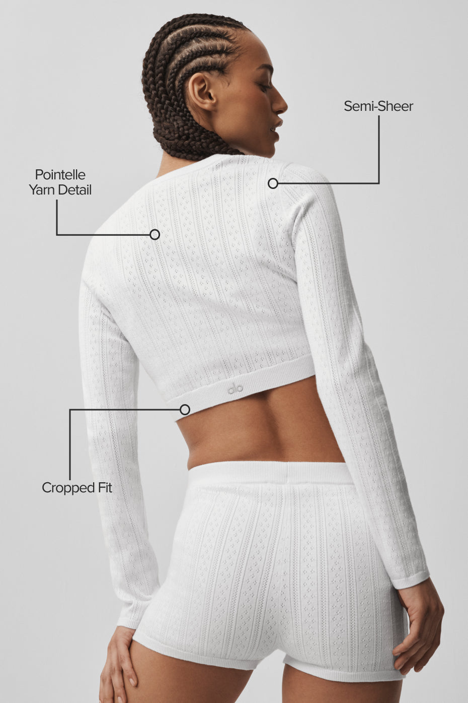 Pointelle Sweater Be Mine Cardigan - Semi Sheer White - Image 2