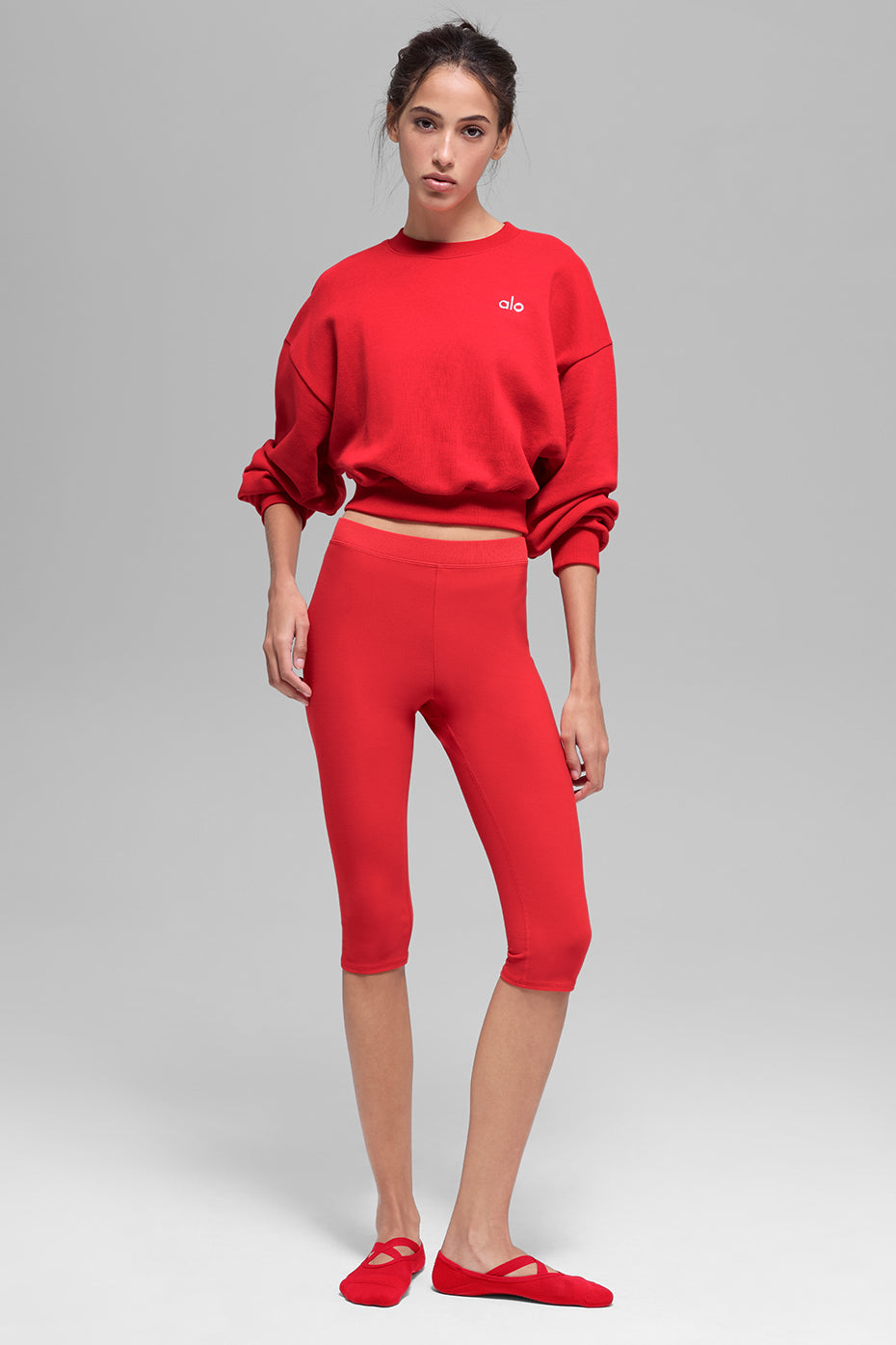 Cropped Accolade Crewneck - Bright Red - Image 4