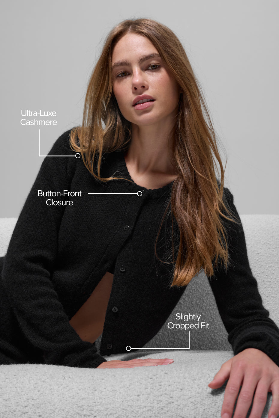 Wool Cashmere New Class Cropped Cardigan - Black - Image 2