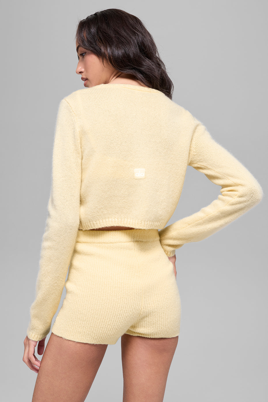 Wool Cashmere New Class Cropped Cardigan - Candlelight Yellow - Image 4