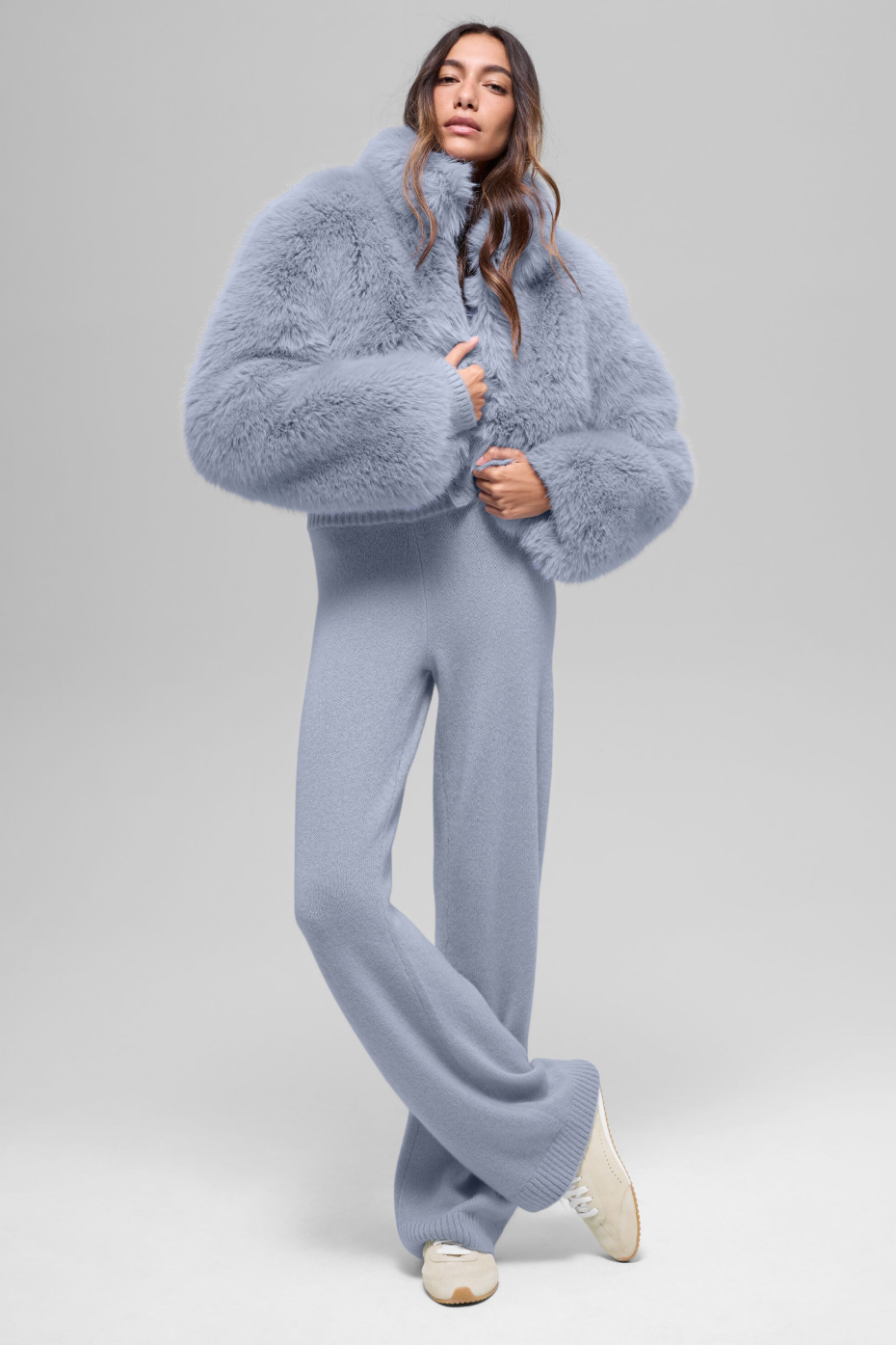Opulent Faux Fur Cropped Jacket - Winter Frost - Image 4