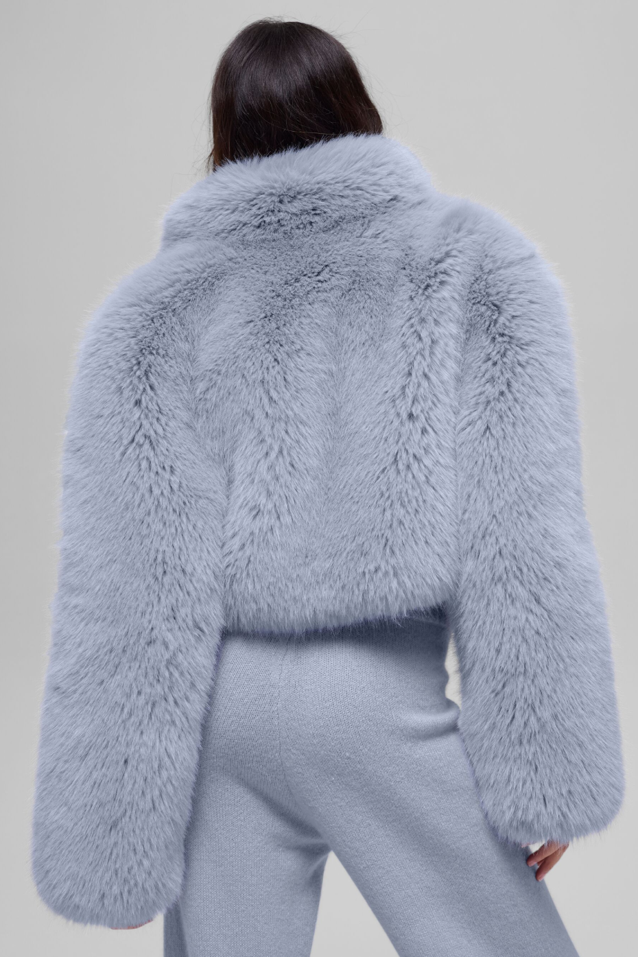 Opulent Faux Fur Cropped Jacket - Winter Frost - Image 2