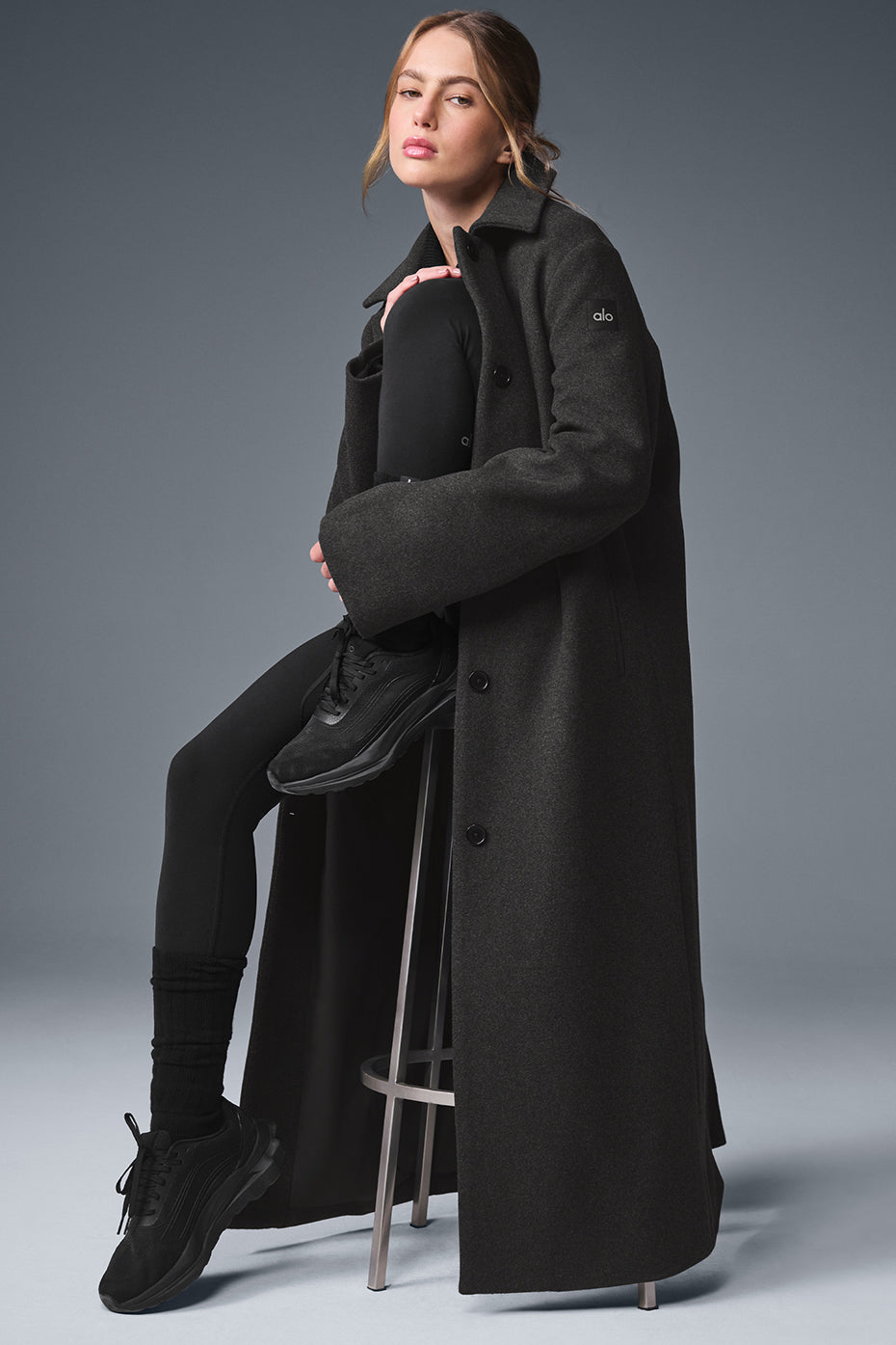 Wool Metro Long Coat - Dark Heather Grey - Image 3