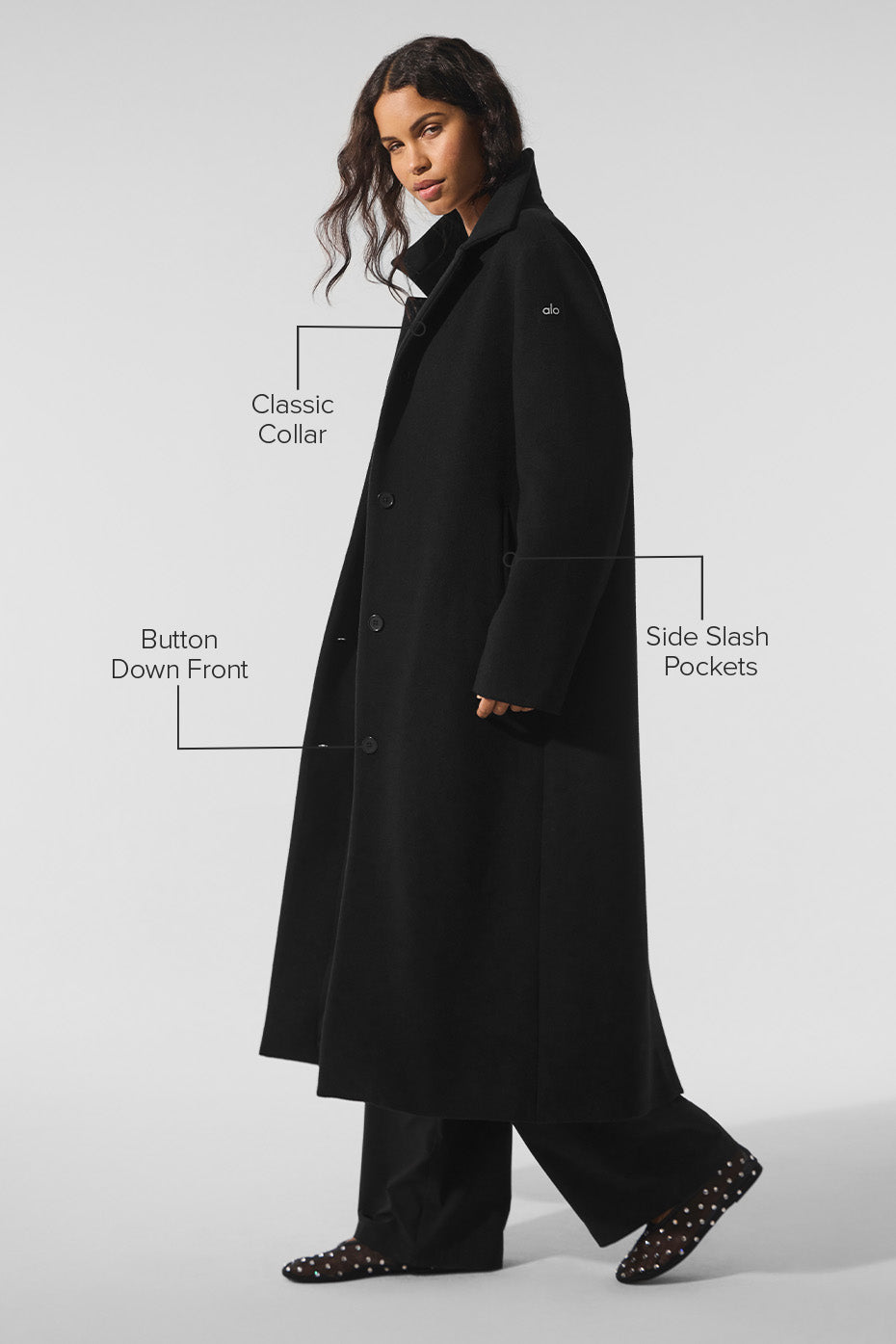 Wool Metro Long Coat - Black - Image 2