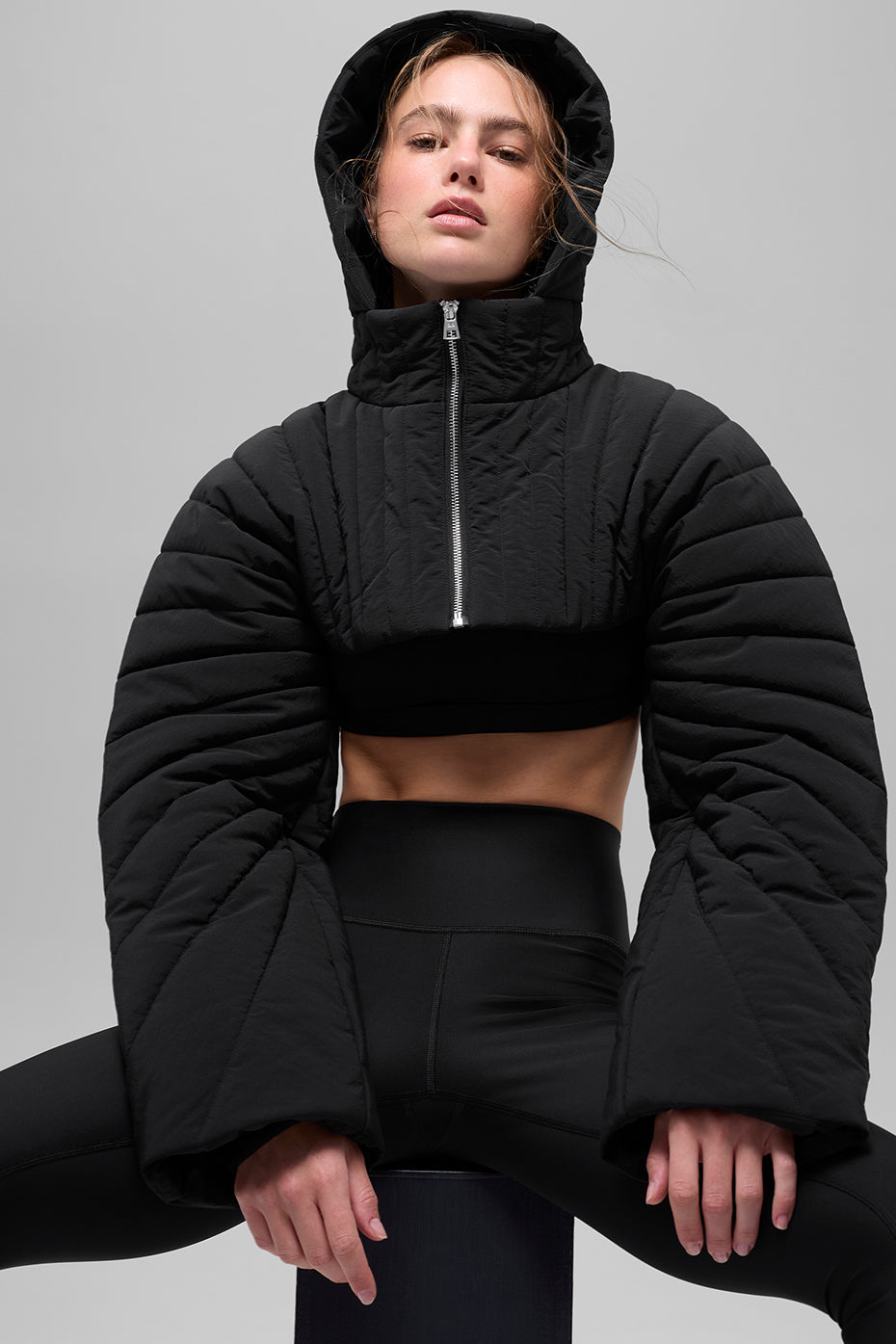 Quilted Starlight Puffer Shrug - Black - Image 4