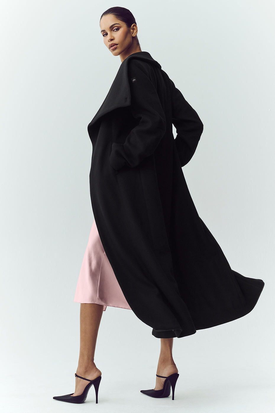 Wool Blend Nightfall Long Coat - Black - Image 5