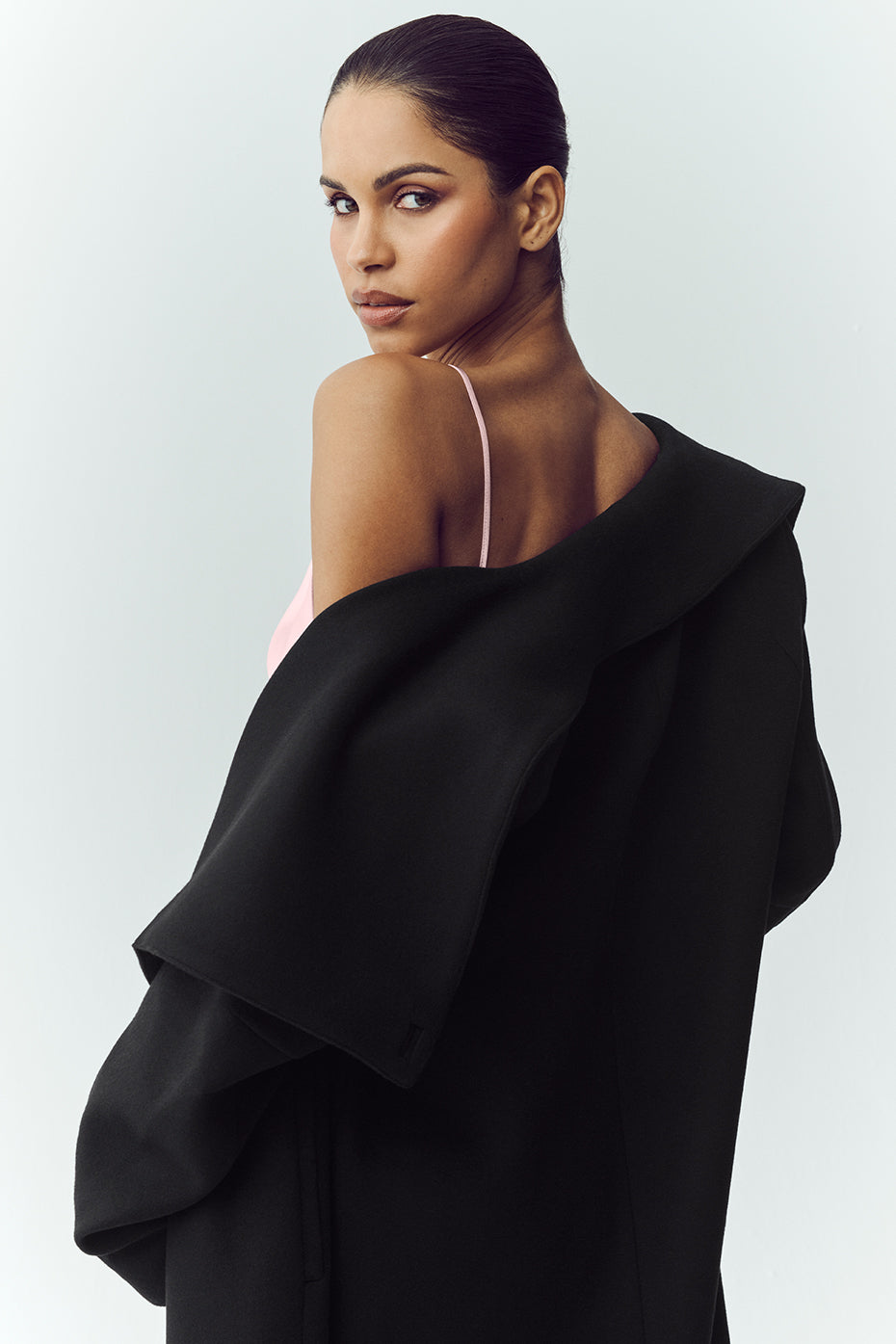Wool Blend Nightfall Long Coat - Black - Image 3