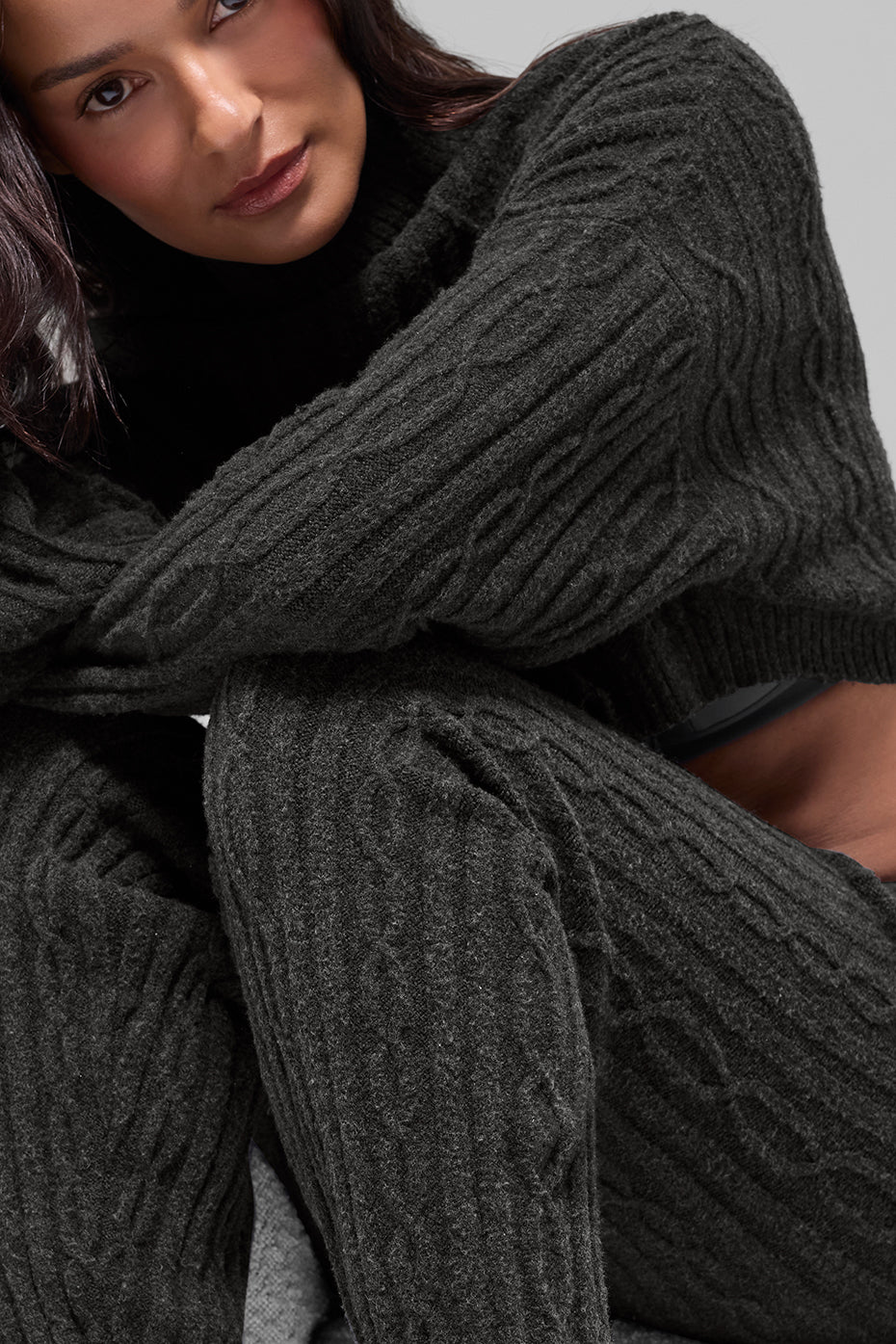 Cable Knit Winter Bliss Pant - Dark Heather Grey - Image 5