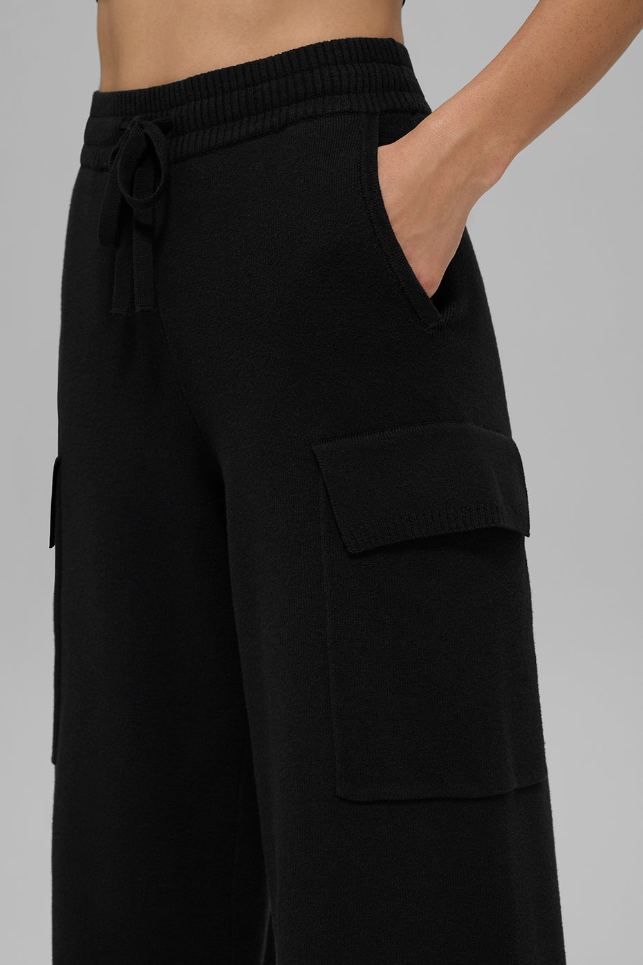 Scholar Knit High-Waist Cargo Pant - Black - Image 5