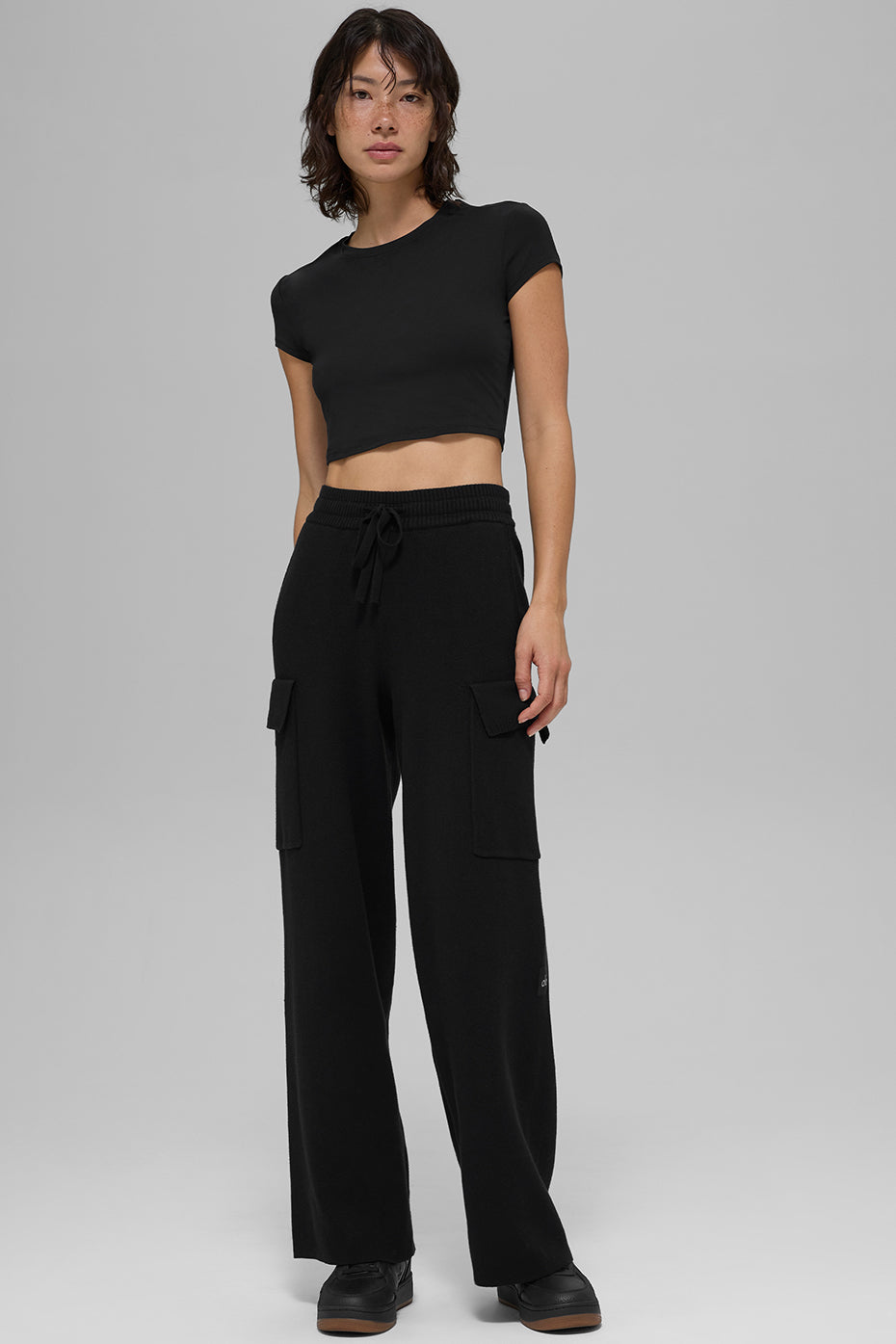 Scholar Knit High-Waist Cargo Pant - Black - Image 6
