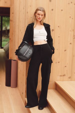 Scholar Knit High-Waist Cargo Pant - Black