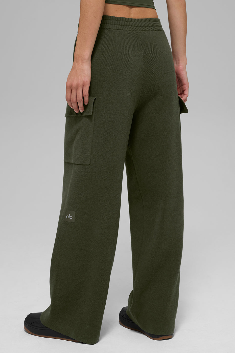 Scholar Knit High-Waist Cargo Pant - Green Olive - Image 2