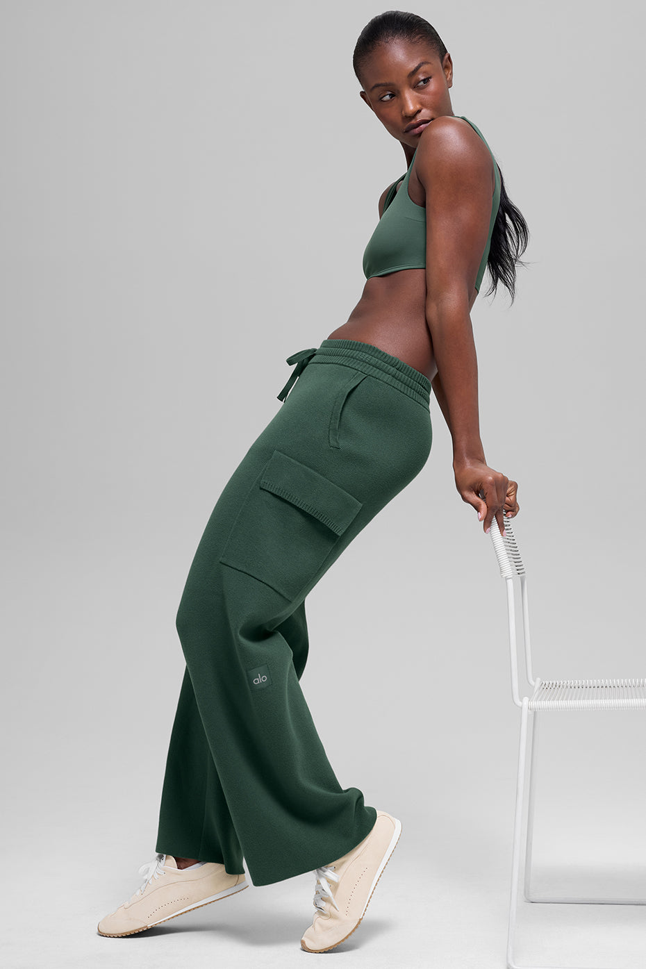 Scholar Knit High-Waist Cargo Pant - Clover Green - Image 5