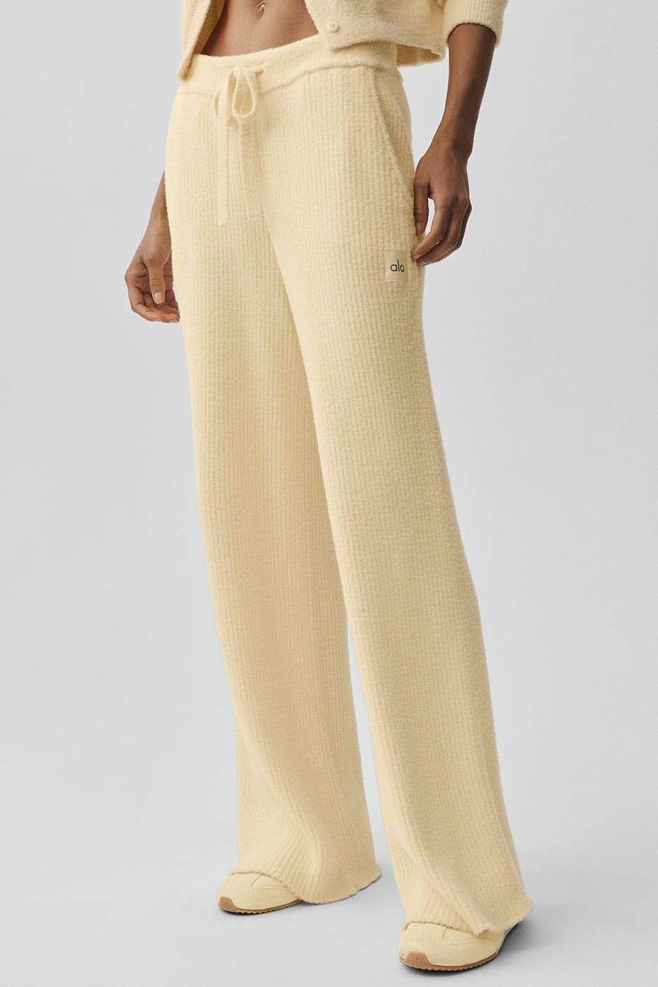 Snuggle Up Sweater High-Waist Wide Leg Pant - Candlelight Yellow - Image 2