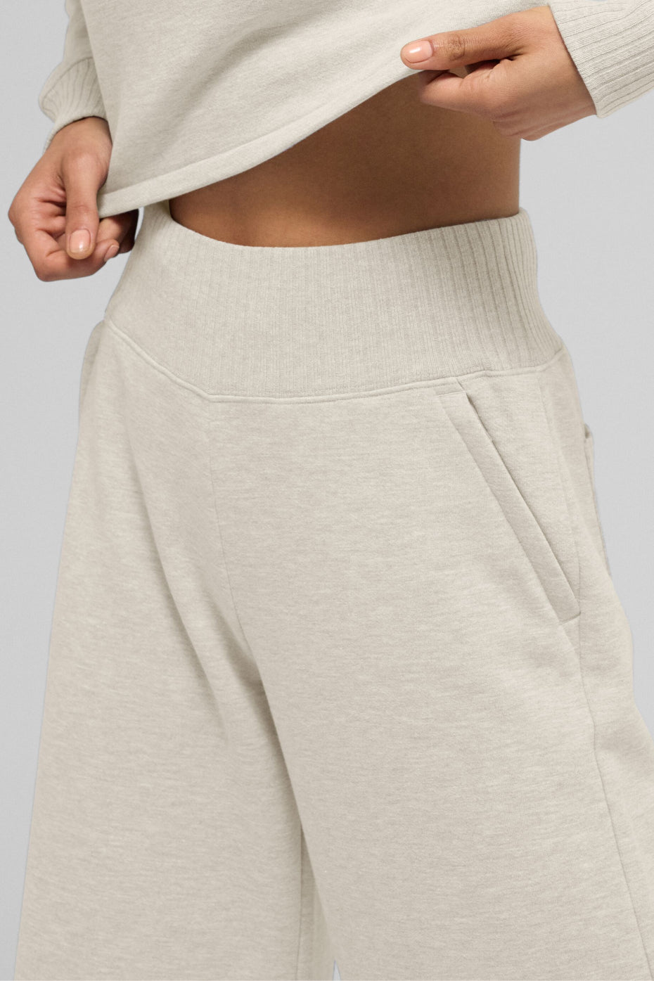 Serenity Wide Leg Sweatpant - Oatmeal Heather - Image 3
