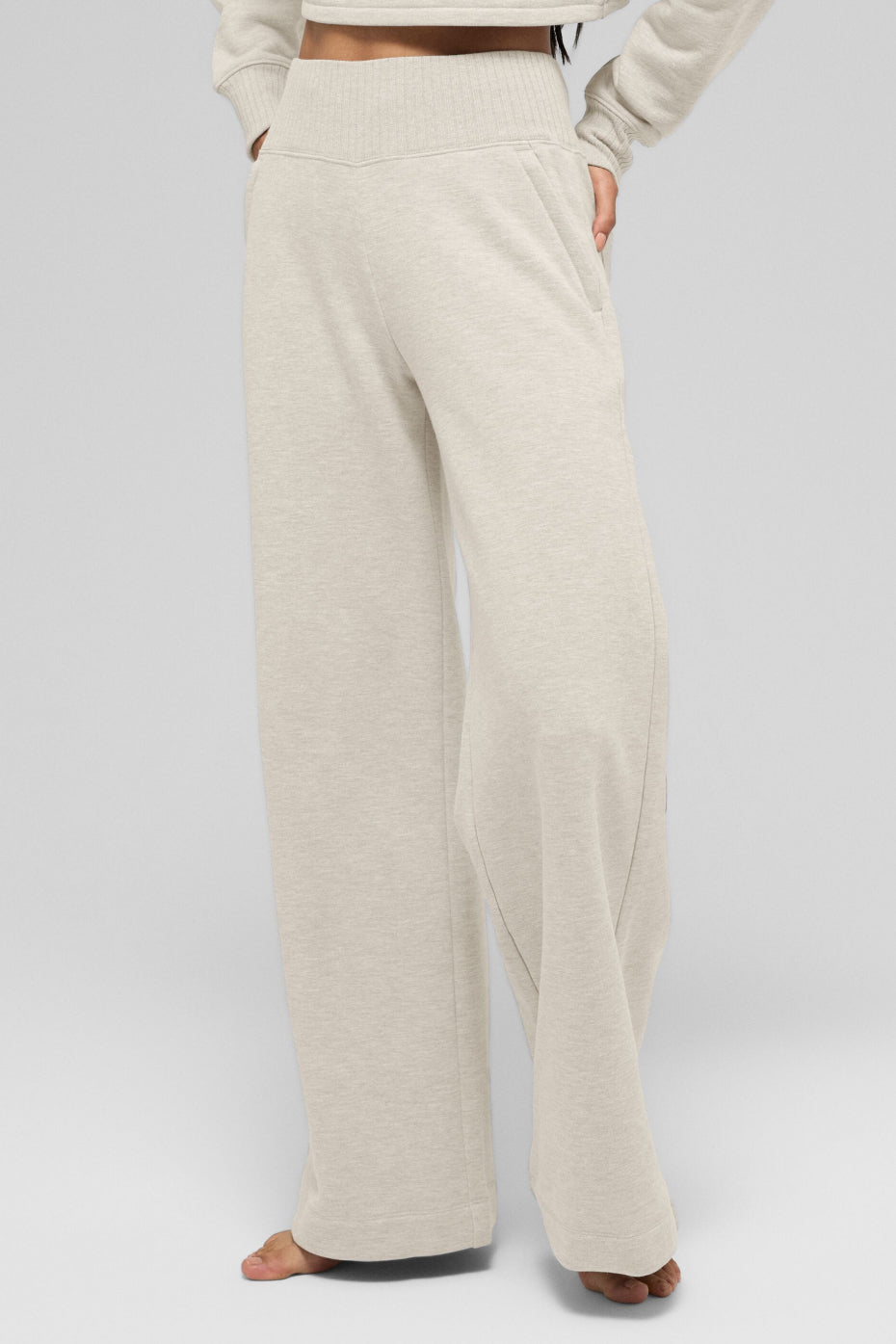 Serenity Wide Leg Sweatpant - Oatmeal Heather - Image 2