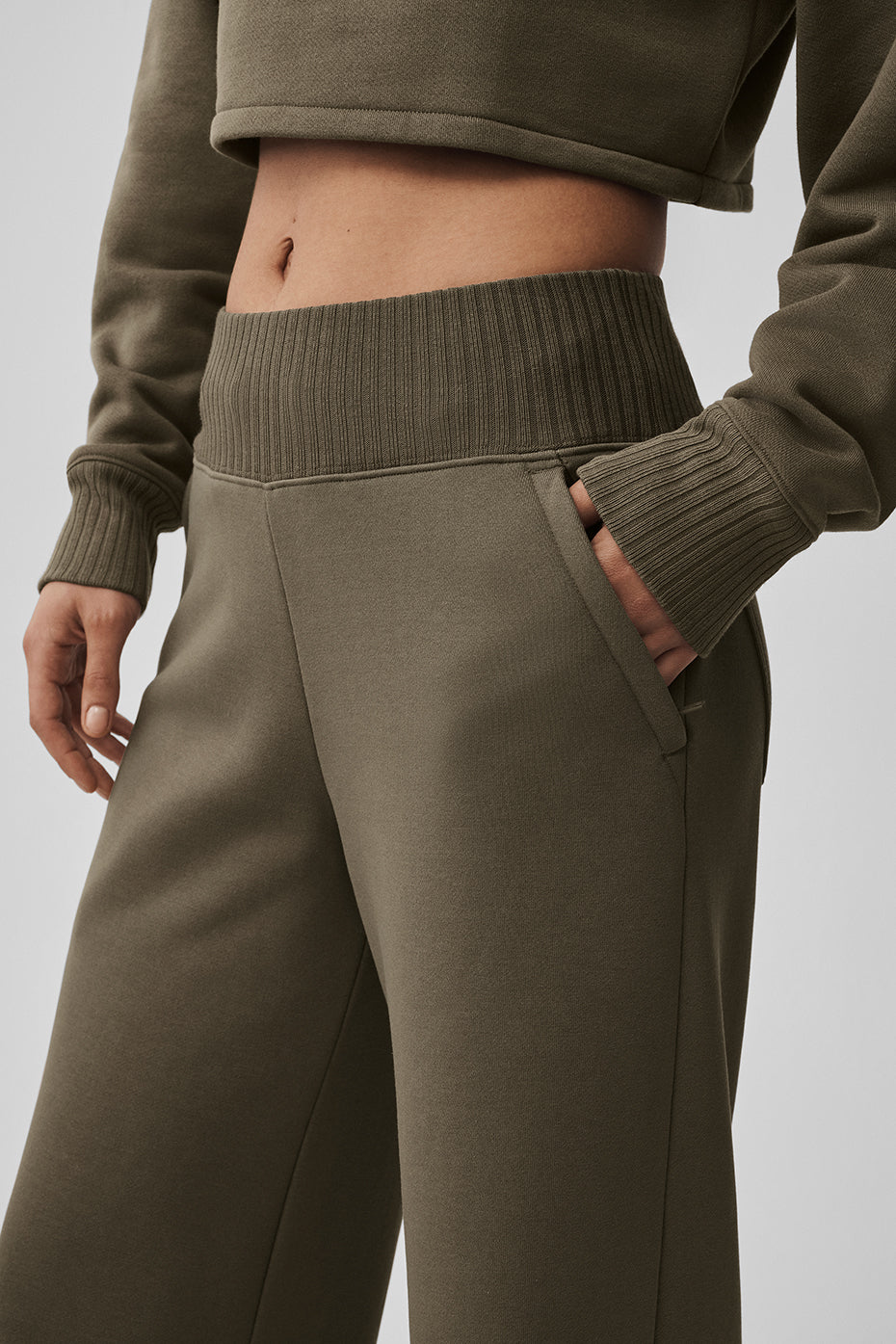 Serenity Wide Leg Sweatpant - Olive Tree - Image 2