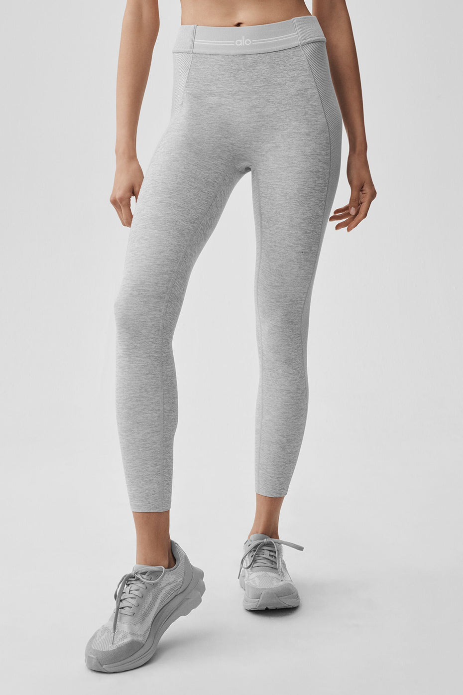 Alosoft High-Waist 7/8 Relay Legging - Athletic Heather Grey/White - Image 3