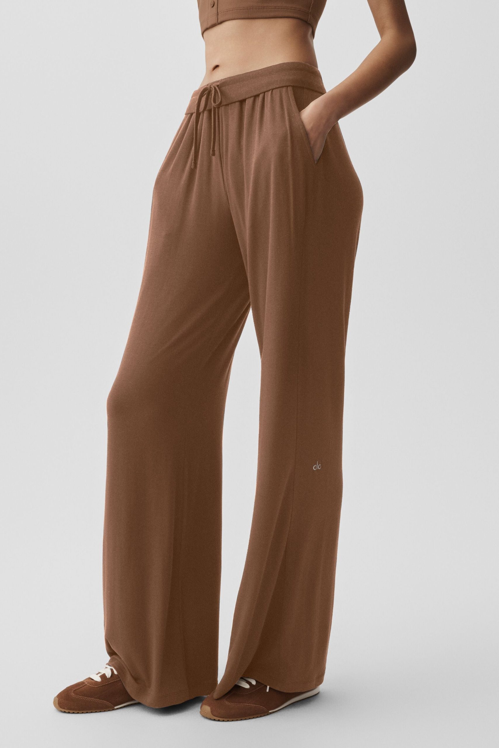 Semi-Sheer Delicate Lounge Flare Pant - Sun Kissed Brown