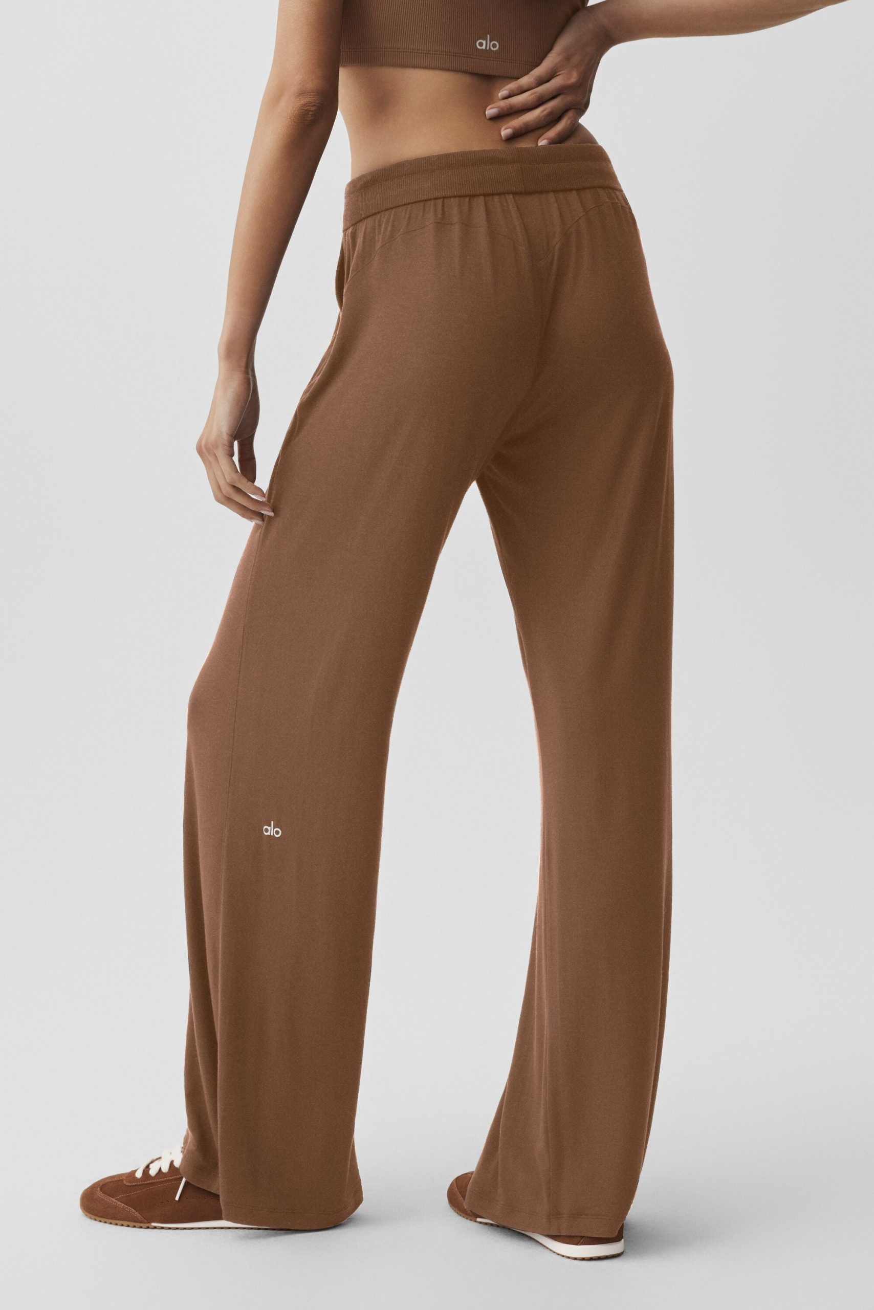 Semi-Sheer Delicate Lounge Flare Pant - Sun Kissed Brown - Image 2