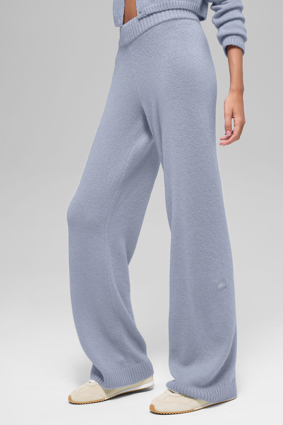Wool Cashmere High-Waist New Class Wide Leg Pant - Winter Frost - Image 4