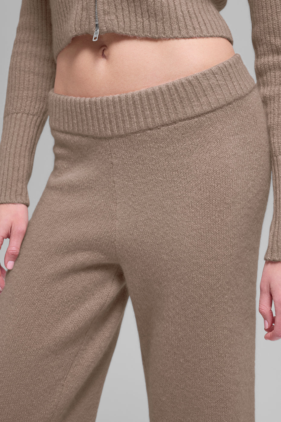 Wool Cashmere High-Waist New Class Wide Leg Pant - Chai Latte - Image 3