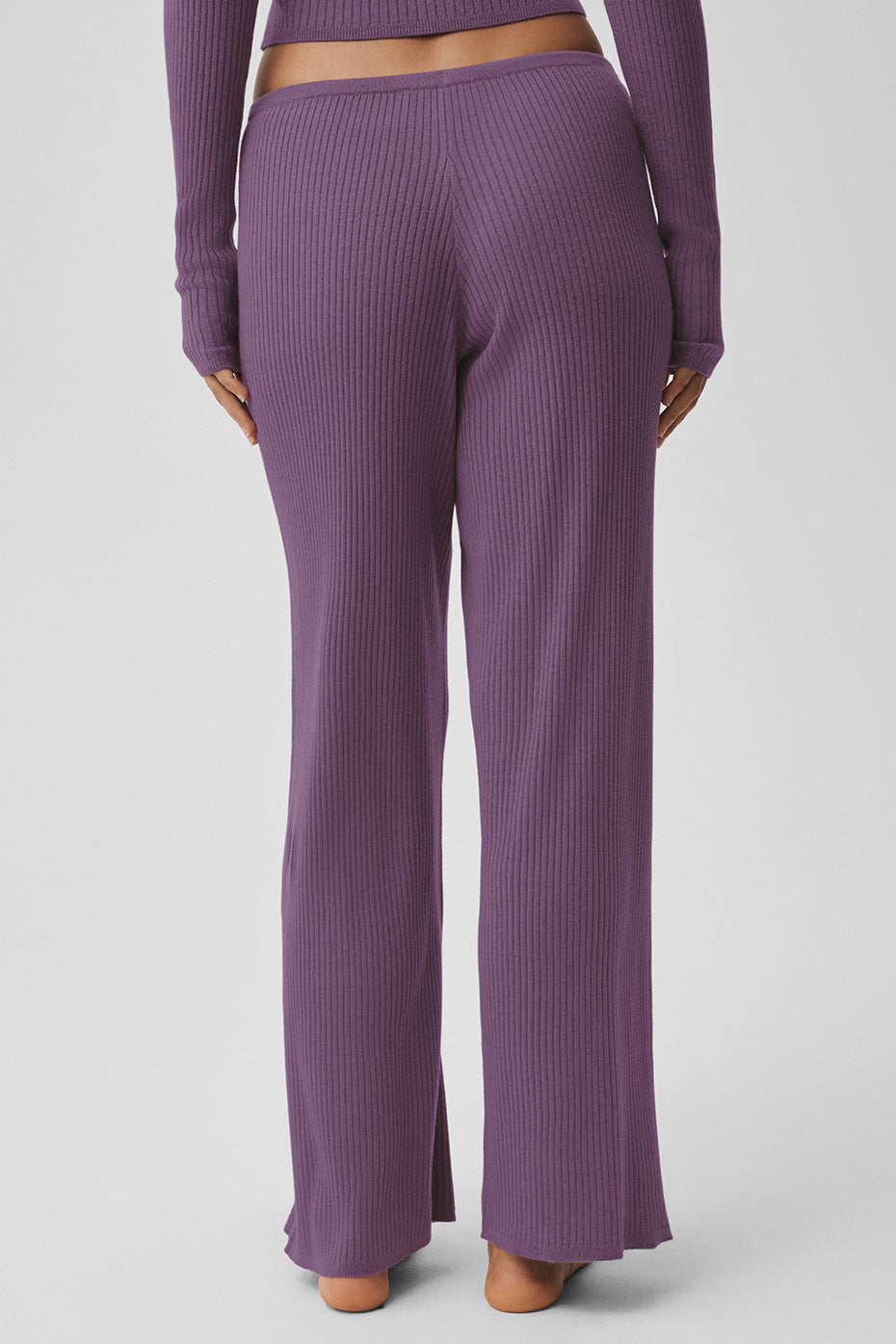 Sweater Knit Mid-Rise Unwind Wide Leg Pant - Plum Kiss - Image 4