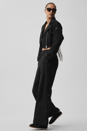Mid-Rise Cosmopolitan Snap Pant - Black