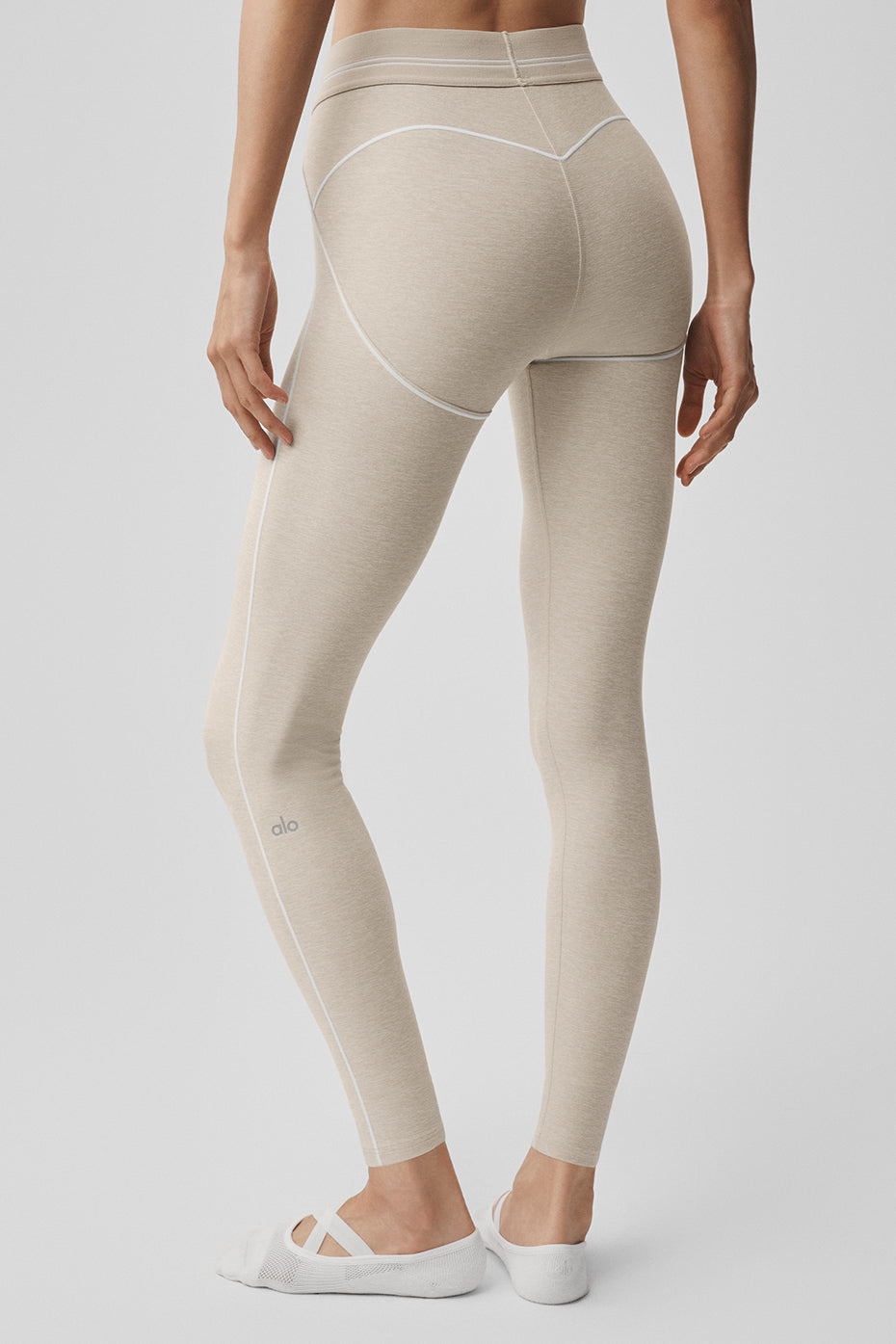7/8 High-Waist Alosoft Heart Throb Legging - Oatmeal Heather/White - Image 2