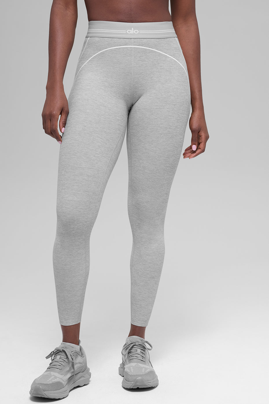 7/8 High-Waist Alosoft Heart Throb Legging - Athletic Heather Grey/White - Image 3