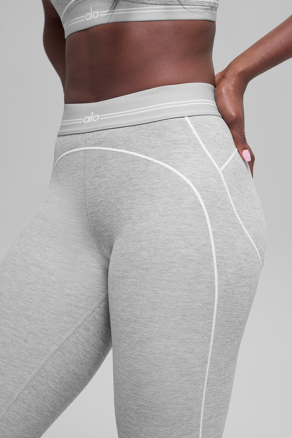 7/8 High-Waist Alosoft Heart Throb Legging - Athletic Heather Grey/White - Image 2