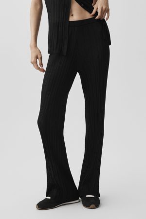 Sweater High-Waist Sunlit Straight Leg Pant - Black