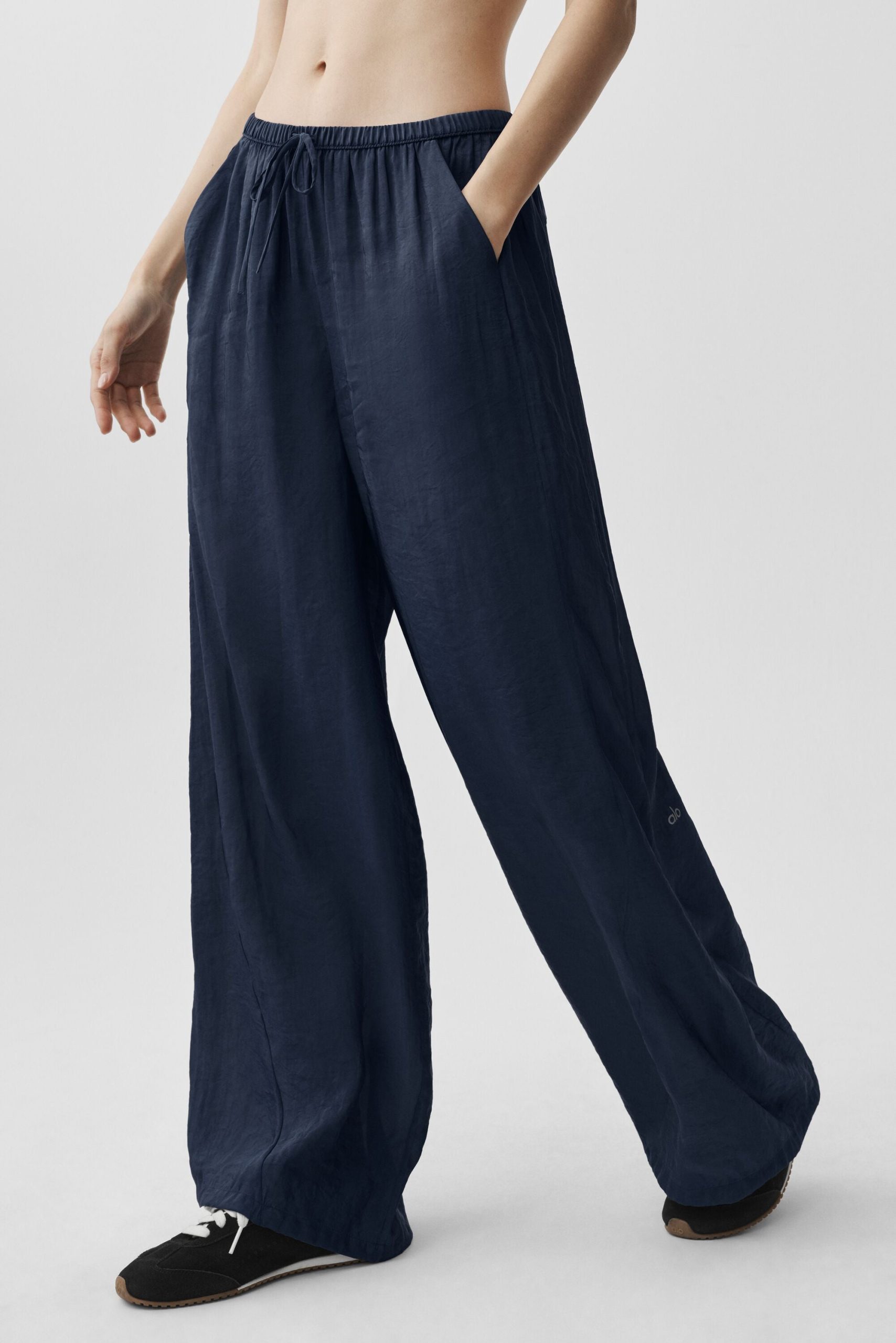 Semi-Sheer Golden Hour High-Waist Straight Leg Pant - Navy - Image 3