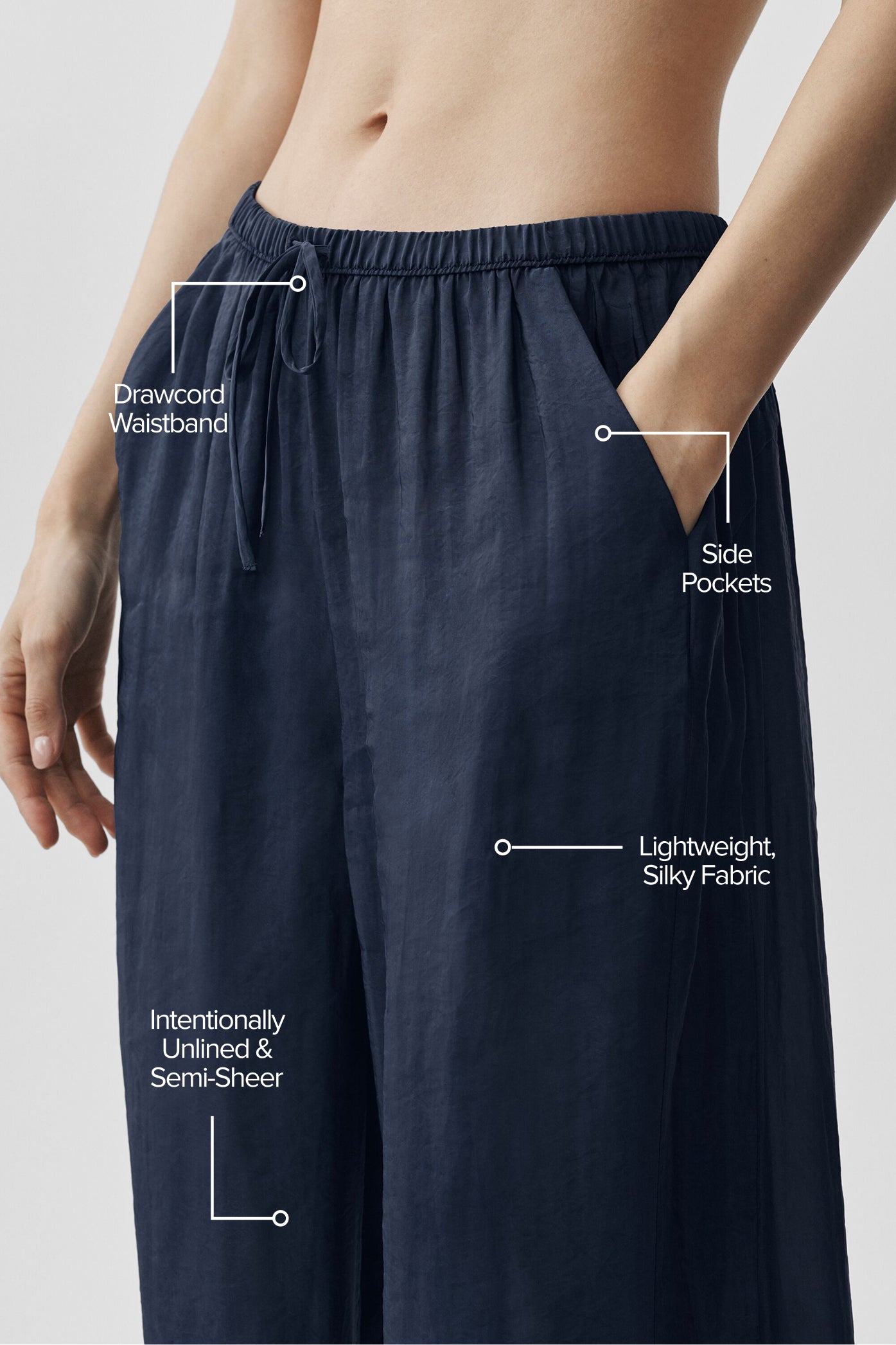 Semi-Sheer Golden Hour High-Waist Straight Leg Pant - Navy - Image 2