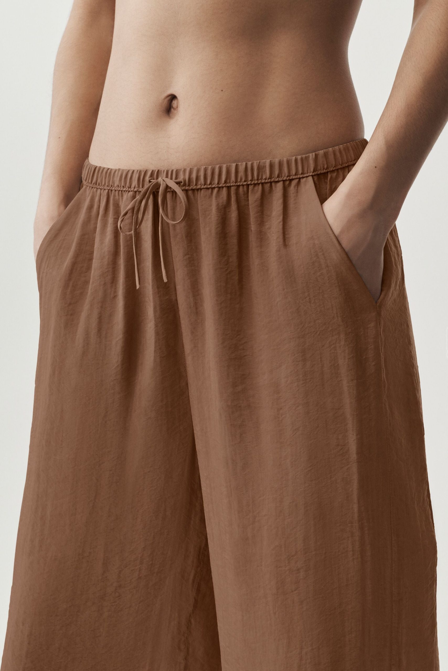 Semi-Sheer Golden Hour High-Waist Straight Leg Pant - Sun Kissed Brown - Image 2