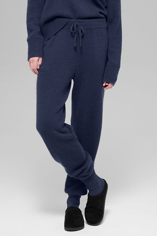 Wool Cashmere High-Waist New Class Jogger - Navy - Image 4