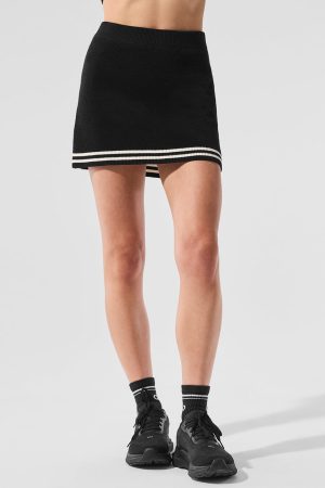 Tennis Club Sweater Knit Skirt - Black/Ivory